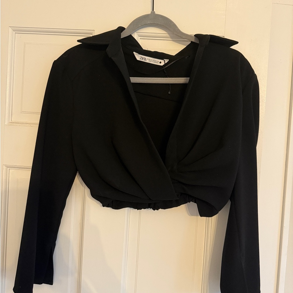 Zara Black Long Sleeve Blouse